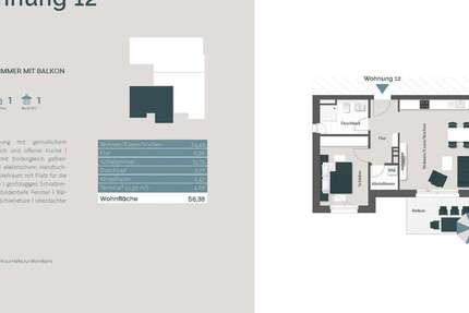 Wohnung Bad Säckingen - 2 Zimmer, 56 m&sup2;, 324.500&euro; | Angebot:26373653