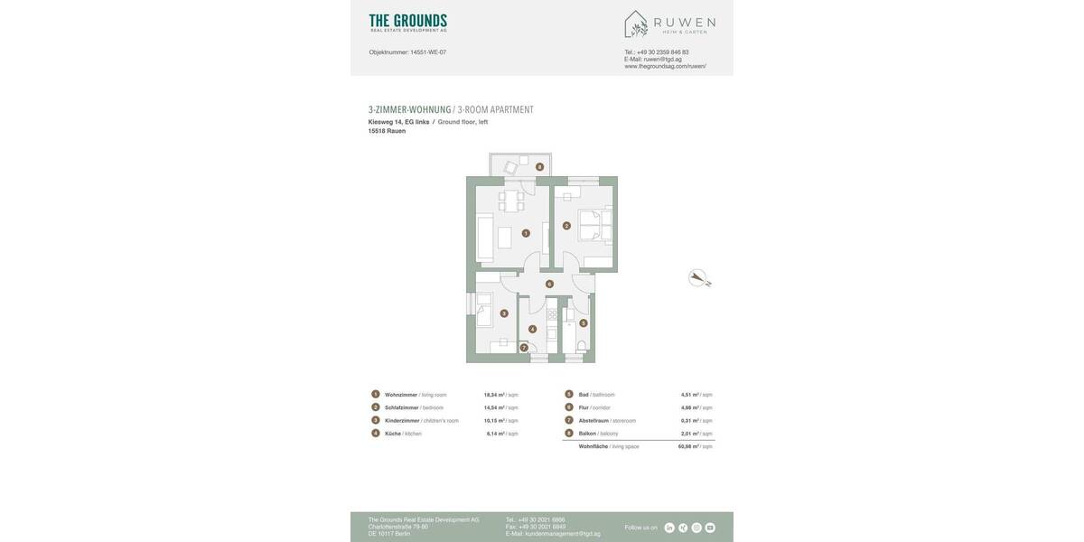 Etagenwohnung Rauen - 3 Zimmer, 61 m&sup2;, 135.400&euro; | Angebot:26882129