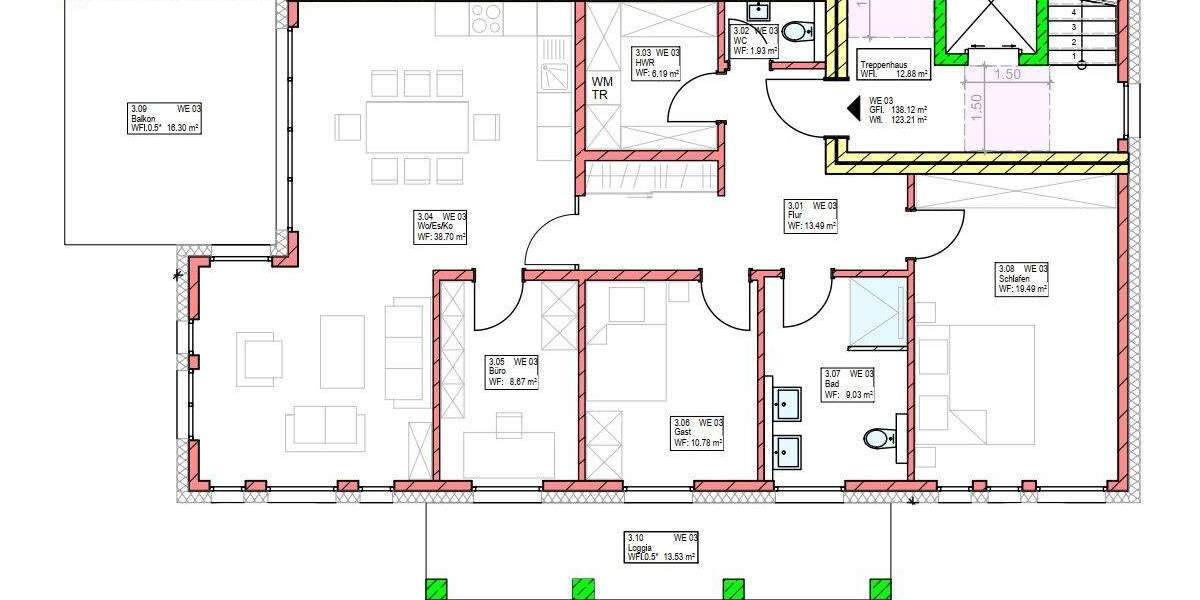 Etagenwohnung Oldenburg Innenstadt - 3 Zimmer, 123 m&sup2;, 766.450&euro; | Angebot:23252179