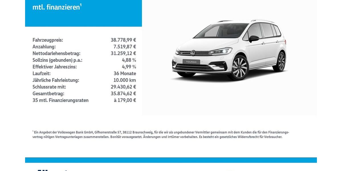 VW Touran 19.500 km 38.779 &euro; Mühlhausen/Thüringen 99974