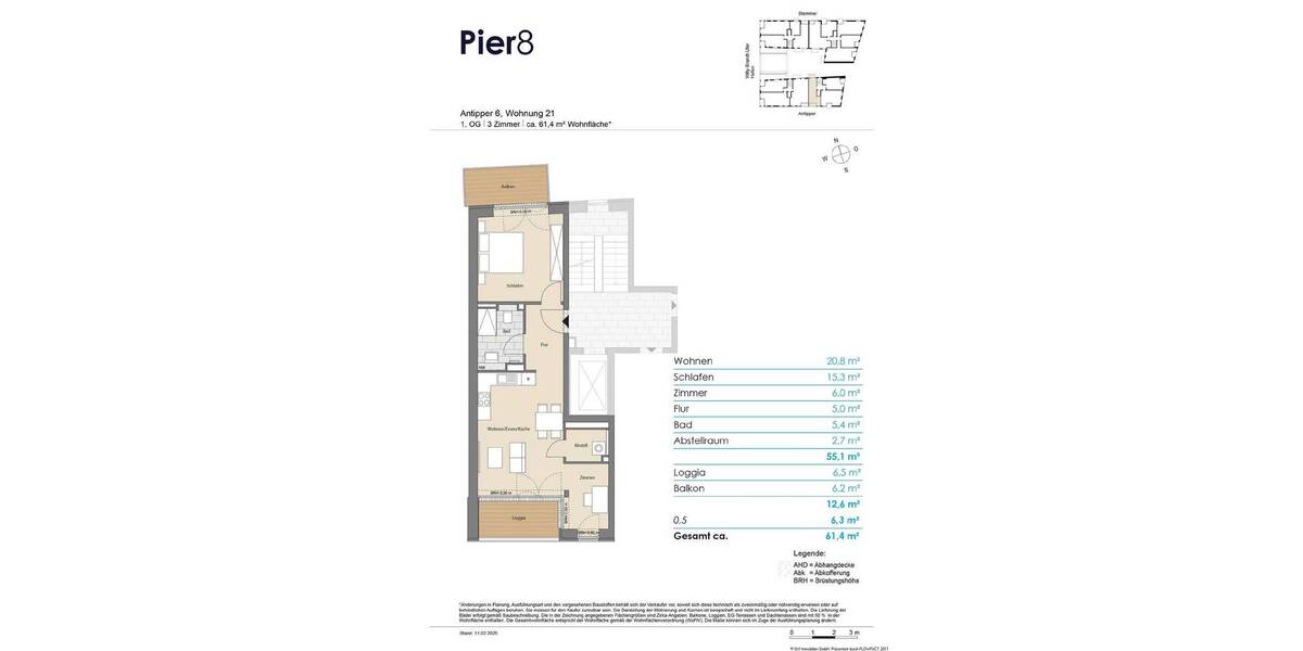 Etagenwohnung Kiel Gaarden-Ost - 2 Zimmer, 61 m&sup2;, 348.200&euro; | Angebot:23938990