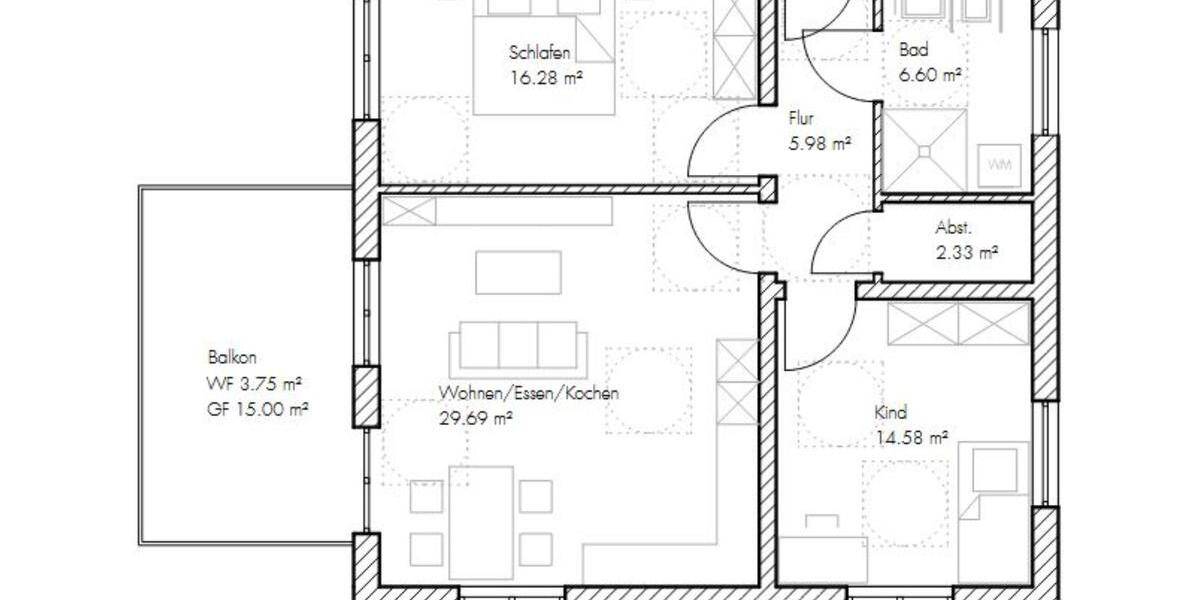 Erstbezug - 3 Zimmer Wohnung im OG 3 zimmer