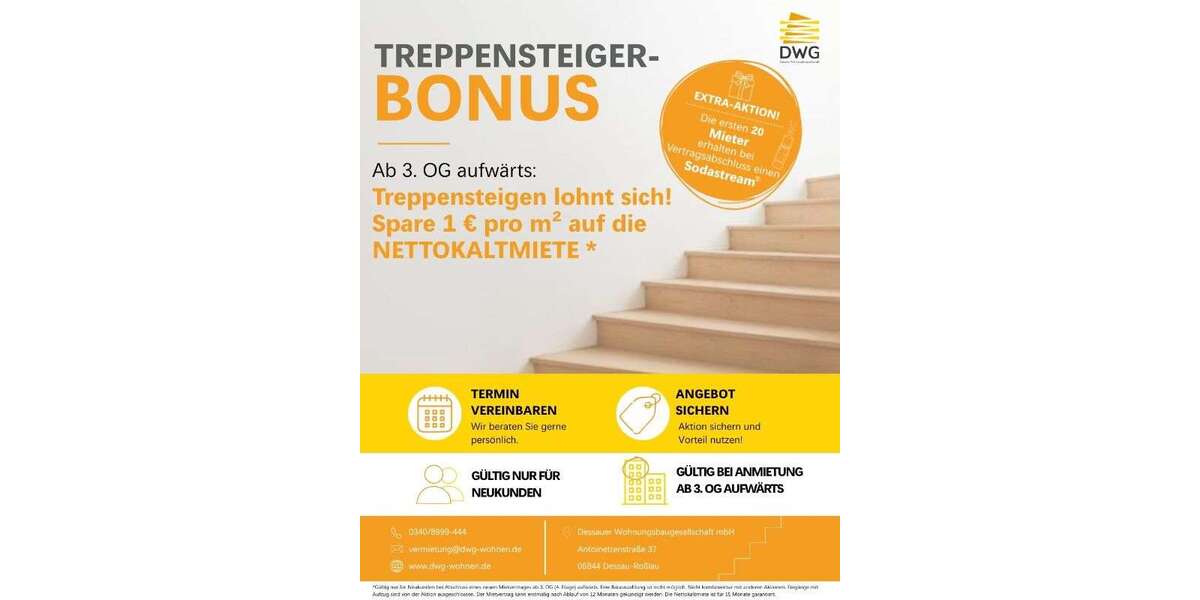Etagenwohnung Dessau-Roßlau Roßlau - 1 Zimmer, 40 m&sup2;, 362&euro; | Angebot:26946871