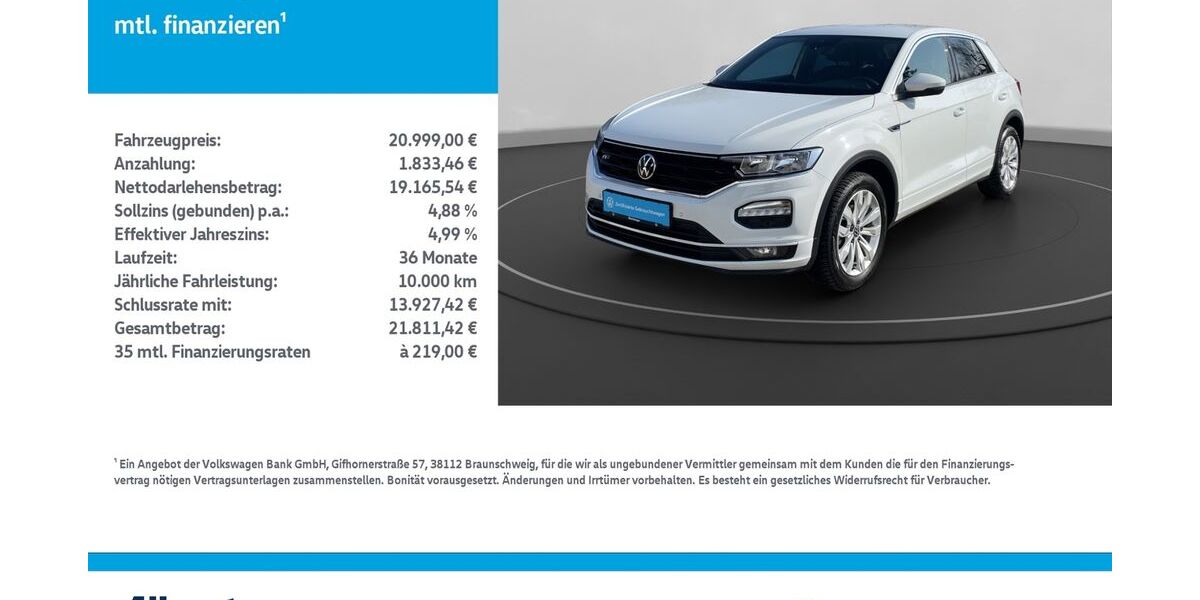 VW T-Roc 34.411 km 20.999 &euro; Mühlhausen/Thüringen 99974