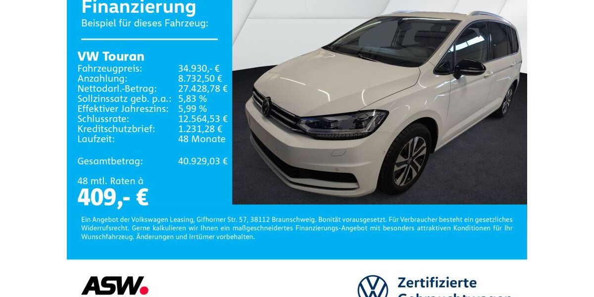VW Touran 25.450 km 34.930 &euro; Neckarsulm 74172