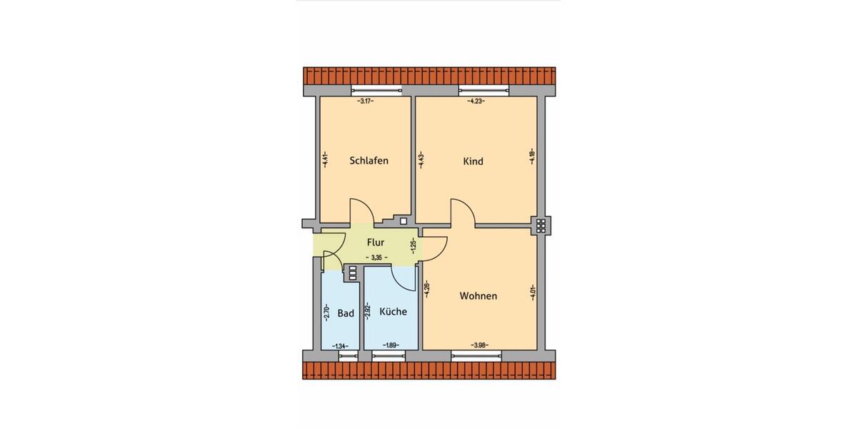 Dachgeschoßwohnung Rostock Hansaviertel - 3 Zimmer, 62 m&sup2;, 714&euro; | Angebot:25403735