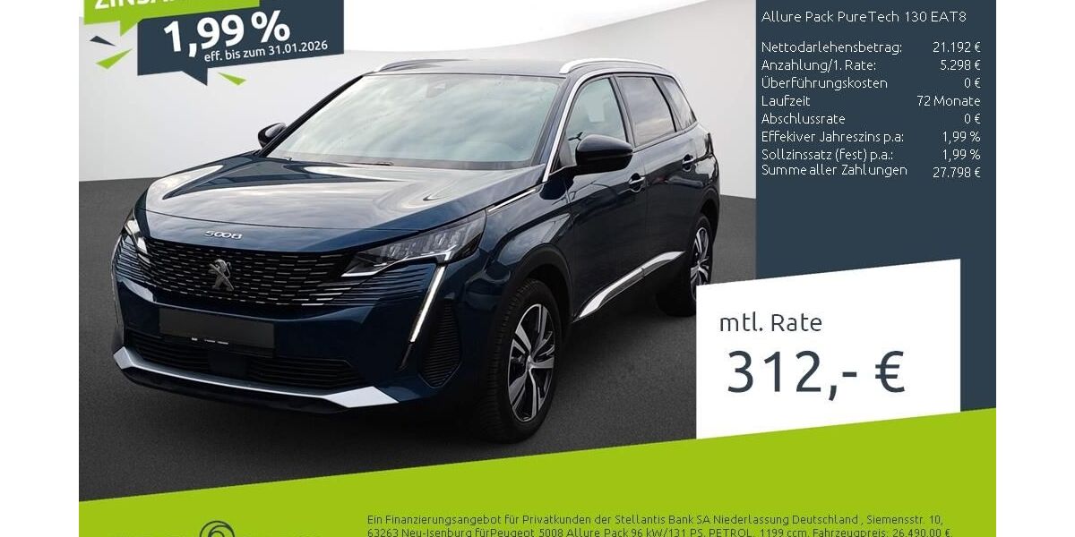 Peugeot 5008 22.828 km 26.490 &euro; Borken 46325