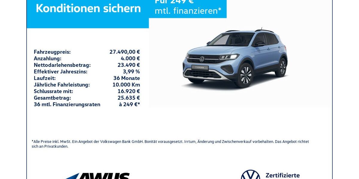 VW T-Cross 2.200 km 27.490 &euro; Schwerin 19057