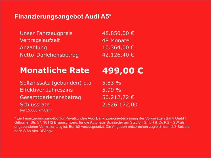 Audi A5 9.915 km 48.850 € Herford 32052