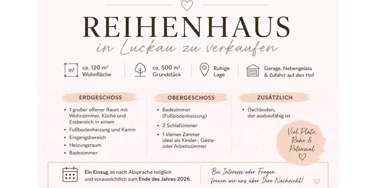 Reihenhaus Luckau - 4 Zimmer, 120 m&sup2;, 230.000&euro; | Angebot:27086750