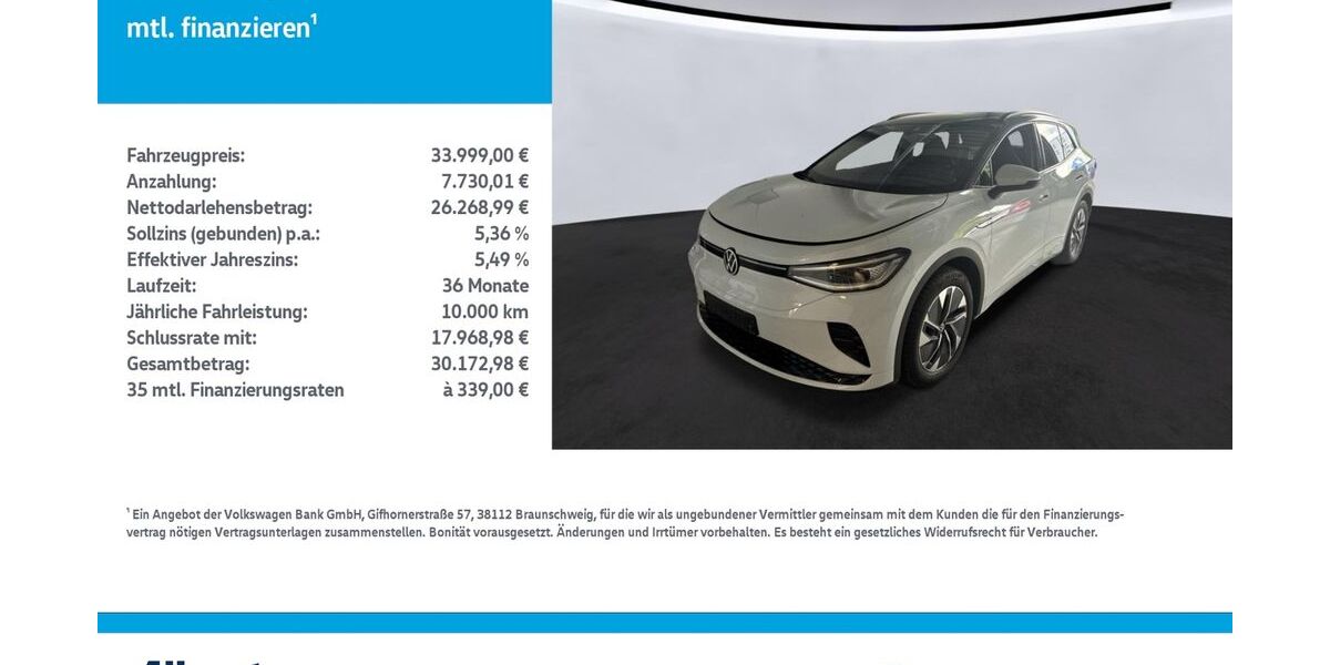 VW ID.4 65.975 km 33.778 &euro; Mühlhausen/Thüringen 99974