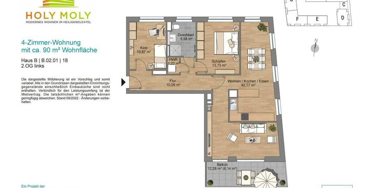 Etagenwohnung Mainz Oberstadt - 3 Zimmer, 90 m&sup2;, 1.395&euro; | Angebot:26475161