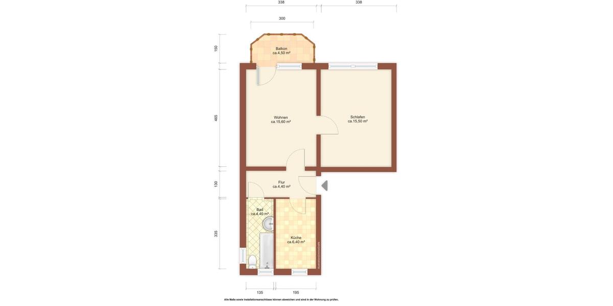Etagenwohnung Weißwasser (Oberlausitz) - 2 Zimmer, 49 m&sup2;, 319&euro; | Angebot:26059553