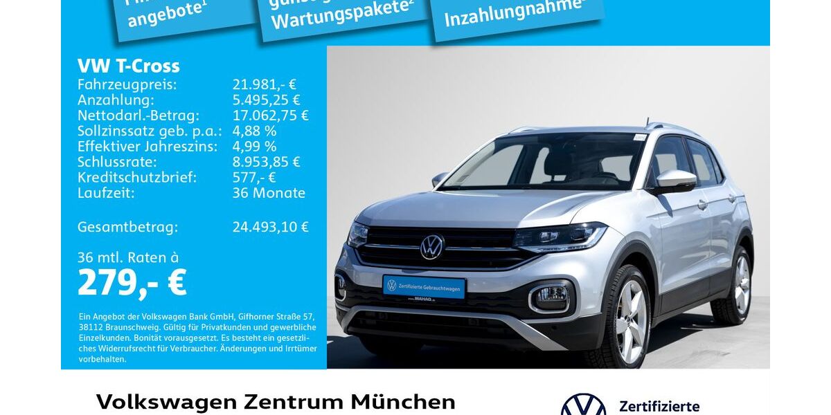 VW T-Cross 15.234 km 21.981 &euro; München 80687
