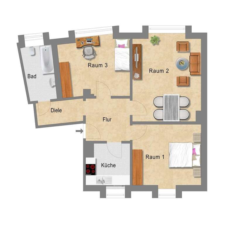 Wohnung zum Mieten in Essen 554 € 71.41 m² 3 zimmer