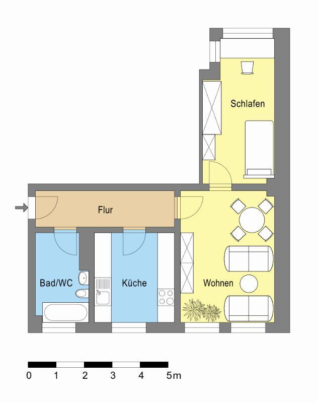 2-Raum-Wohnung in Ziebigk zimmer