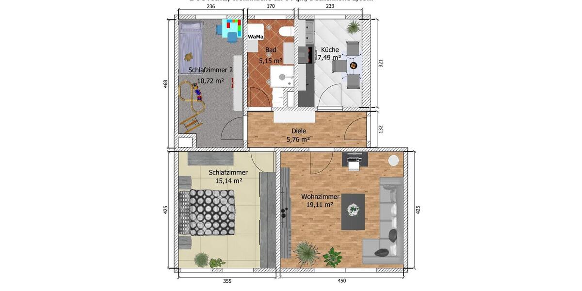 Etagenwohnung Döbeln - 3 Zimmer, 64 m&sup2;, 53.000&euro; | Angebot:26639202