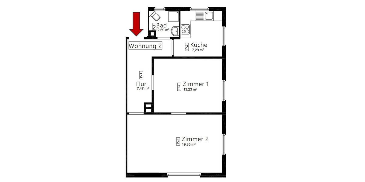 Erdgeschoßwohnung Heilbronn - 2 Zimmer, 51 m&sup2;, 850&euro; | Angebot:26646513