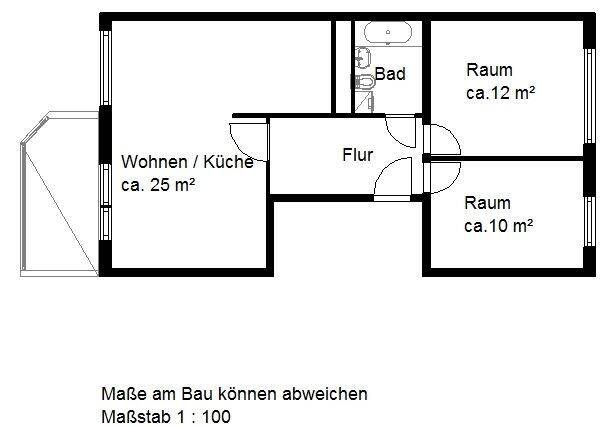 Etagenwohnung Halle (Saale) Silberhöhe - 3 Zimmer, 57 m&sup2;, 335&euro; | Angebot:26437285