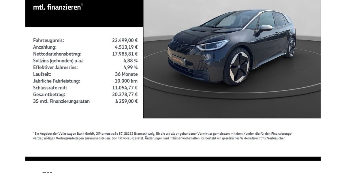 VW ID.3 38.500 km 22.499 &euro; Leinefelde-Worbis/DE 37327