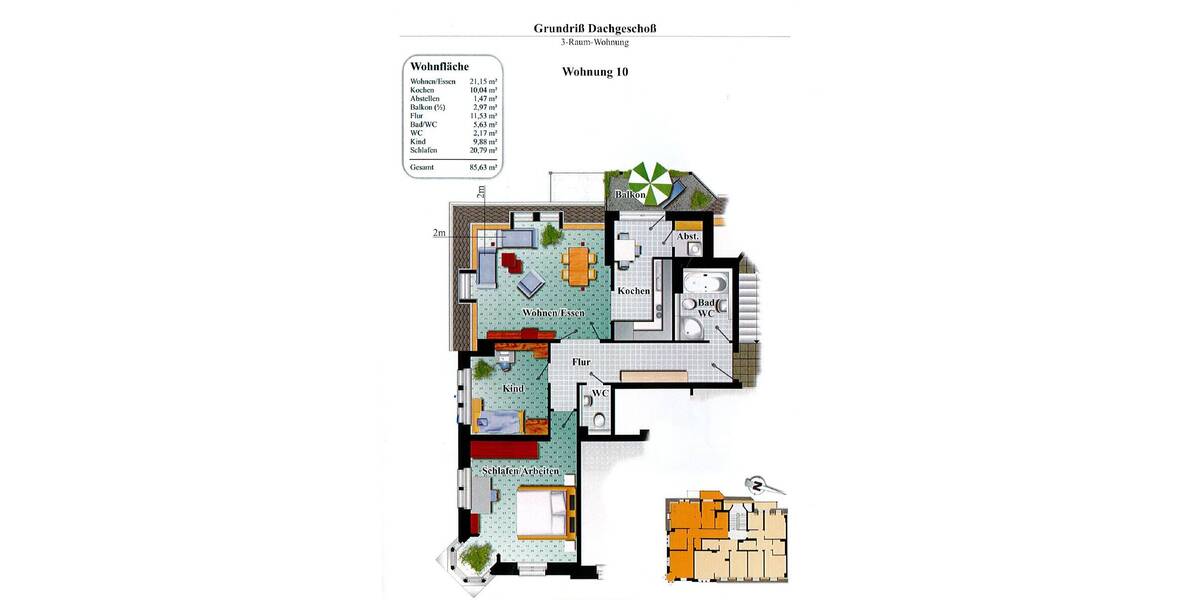 Etagenwohnung Zwickau Bahnhofsvorstadt - 3 Zimmer, 85 m&sup2;, 550&euro; | Angebot:26695008