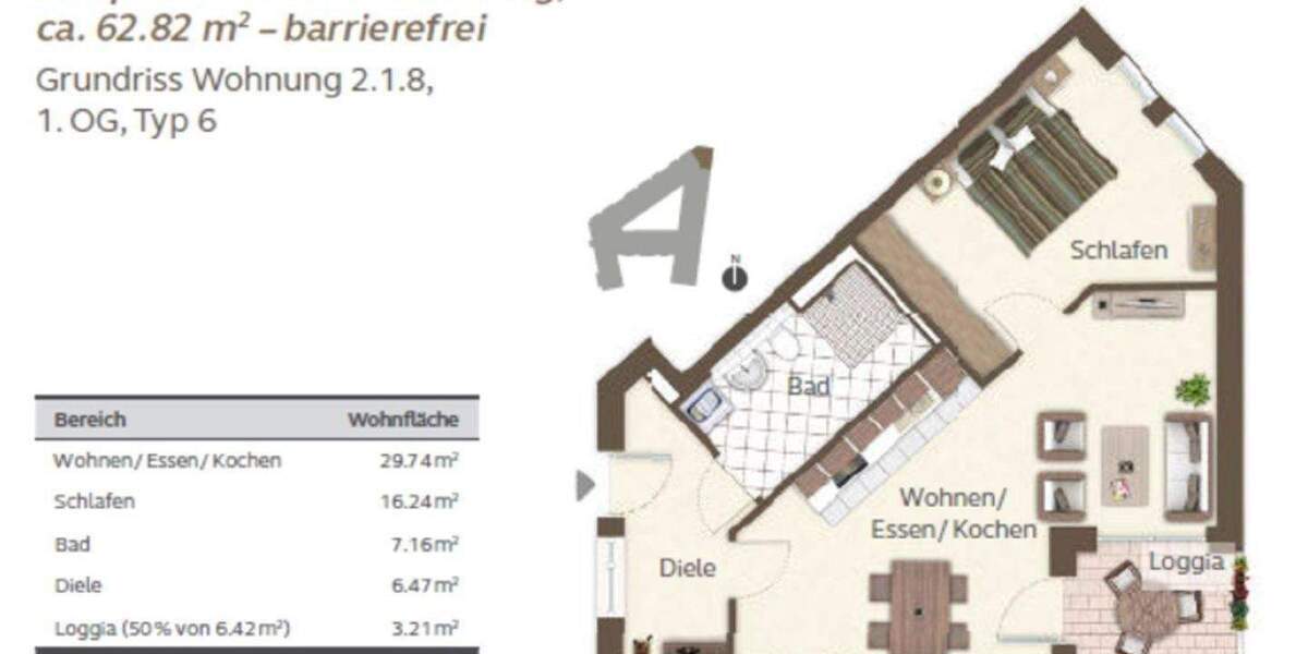 Etagenwohnung Nürnberg Steinbühl - 2 Zimmer, 65 m&sup2;, 830&euro; | Angebot:26344016