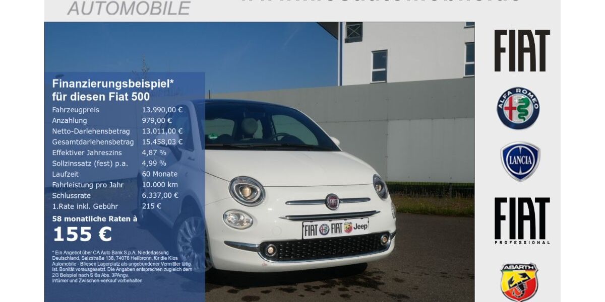 Fiat 500 16.276 km 13.990 &euro; Marpingen 66646