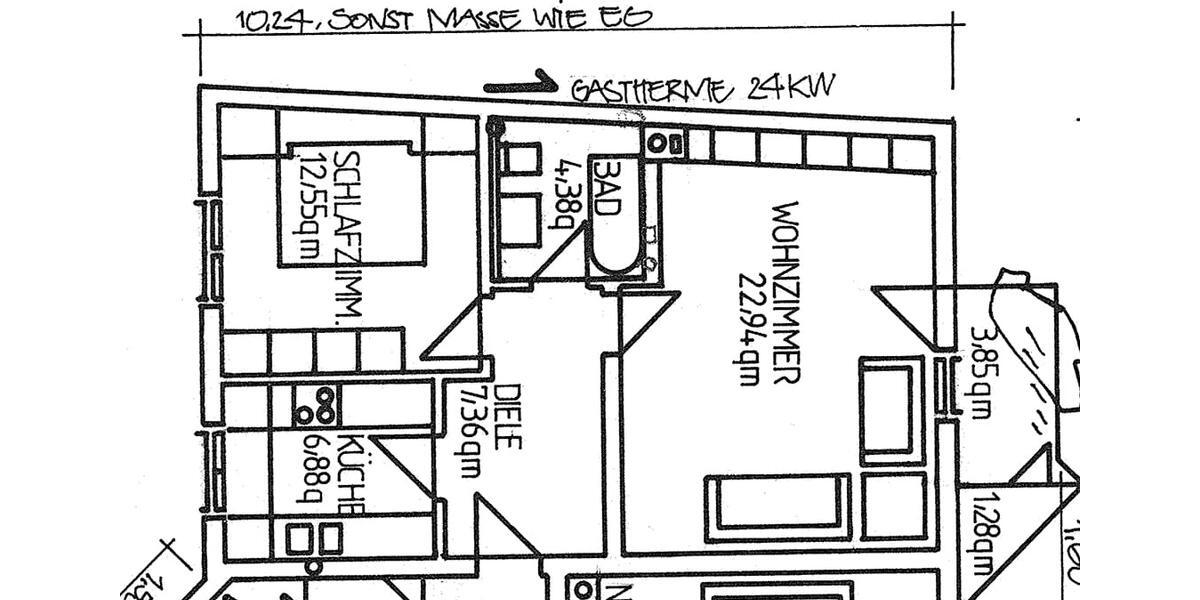 Etagenwohnung Schweinfurt Haardt - 2 Zimmer, 54 m&sup2;, 690&euro; | Angebot:26678779