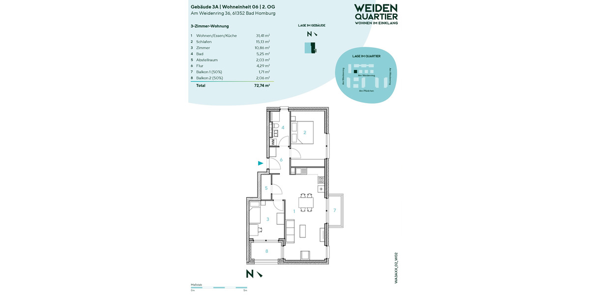 Etagenwohnung Bad Homburg vor der Höhe Gonzenheim - 3 Zimmer, 73 m&sup2;, 1.390&euro; | Angebot:26421129