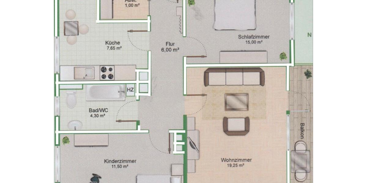 Etagenwohnung Geretsried - 3 Zimmer, 67 m&sup2;, 280.000&euro; | Angebot:26852453