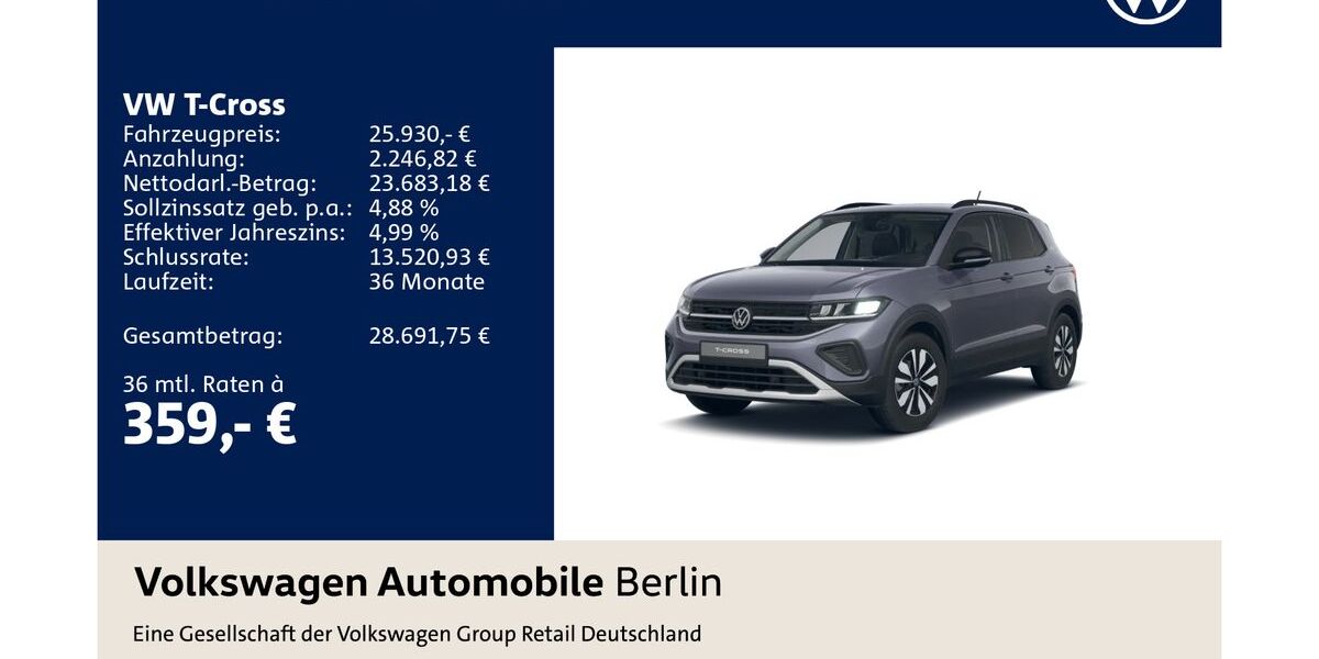 VW T-Cross 27.020 km 24.223 &euro; Berlin 12681