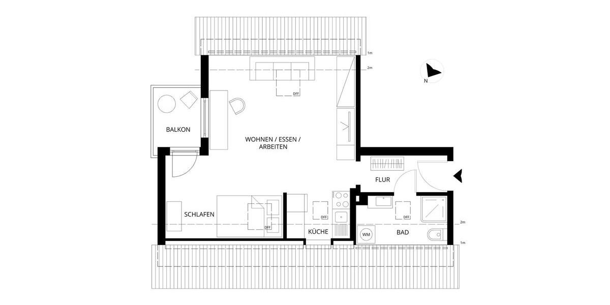 Dachgeschoßwohnung Ostfildern - 1.5 Zimmer, 37 m&sup2;, 645&euro; | Angebot:26675984