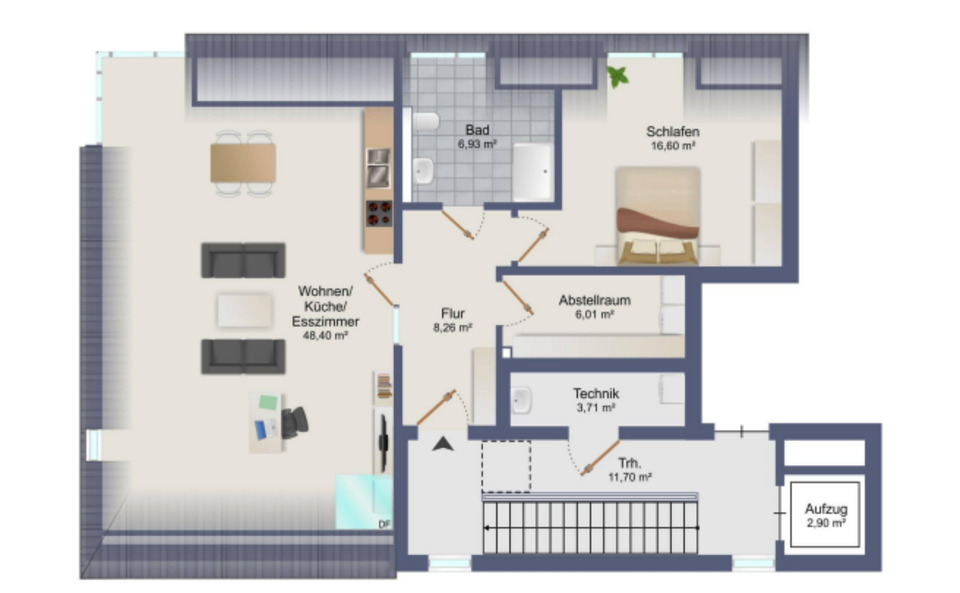 Dachgeschoßwohnung Emsbüren - 3 Zimmer, 81 m&sup2;, 811&euro; | Angebot:24427742