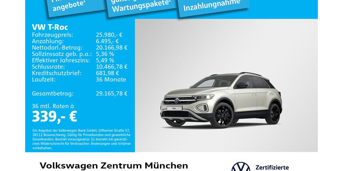 VW T-Roc 29.620 km 25.980 &euro; München 80687