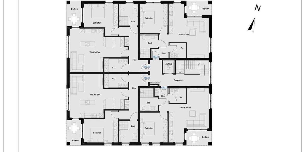 Etagenwohnung Rheine Schotthock - 2 Zimmer, 65 m&sup2;, 299.000&euro; | Angebot:25776770