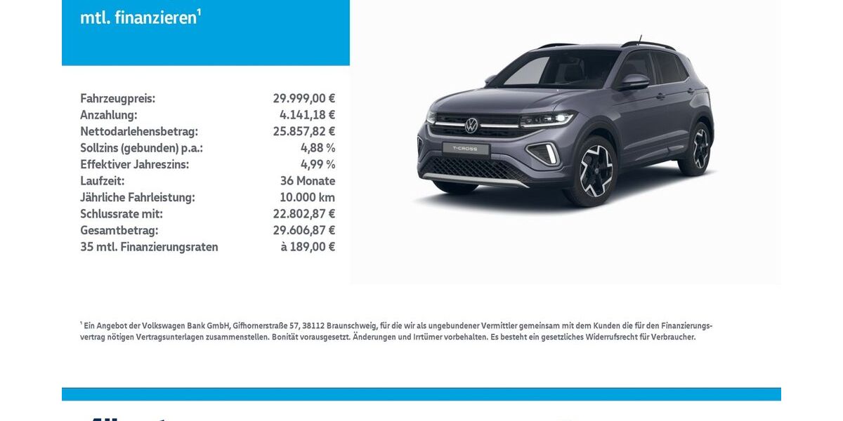VW T-Cross 24.900 km 29.999 &euro; Mühlhausen/Thüringen 99974