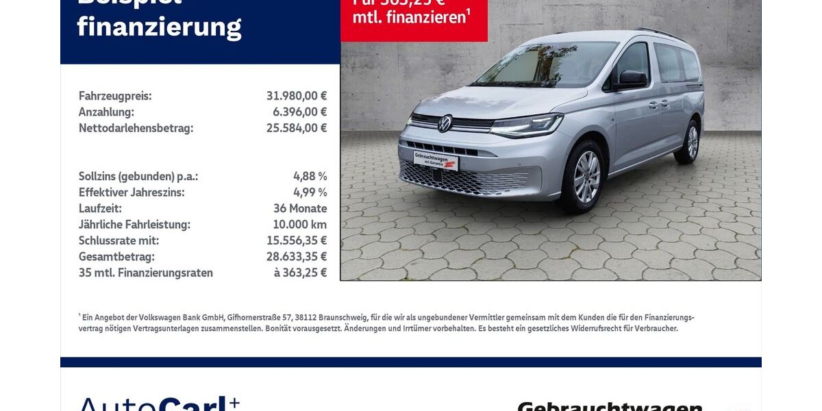 VW Caddy Maxi 72.750 km 31.980 € Reichenbach 08468