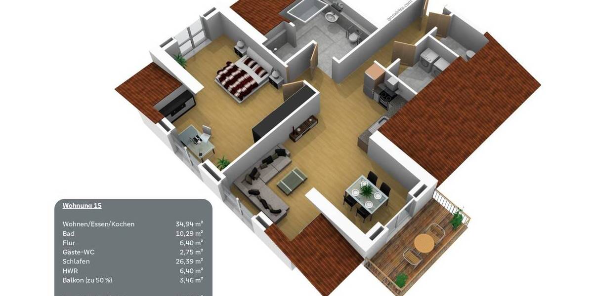 Etagenwohnung Werlte - 2 Zimmer, 90 m&sup2;, 318.000&euro; | Angebot:25772671