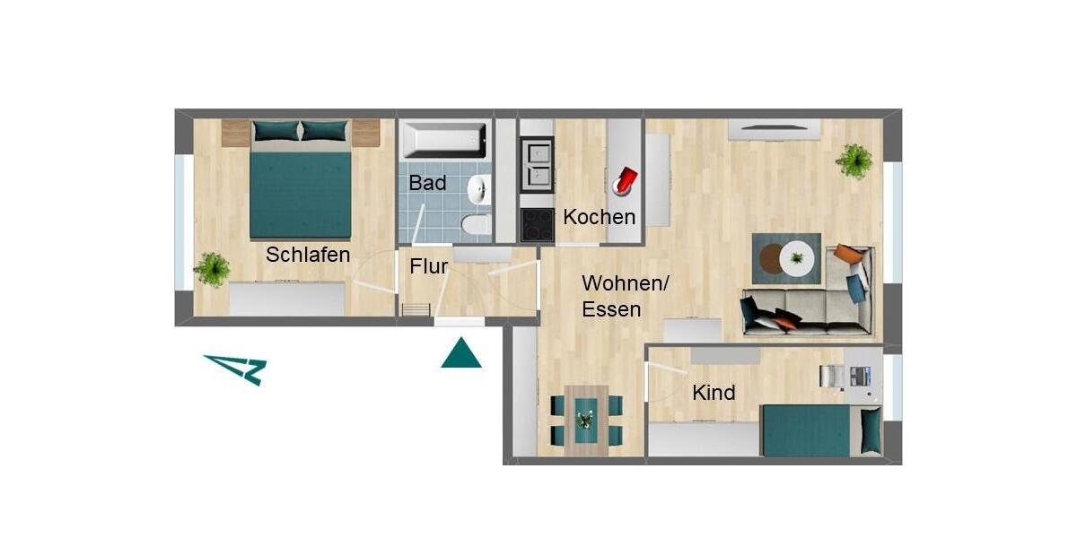 Etagenwohnung Pößneck - 3 Zimmer, 54 m&sup2;, 620&euro; | Angebot:26248198