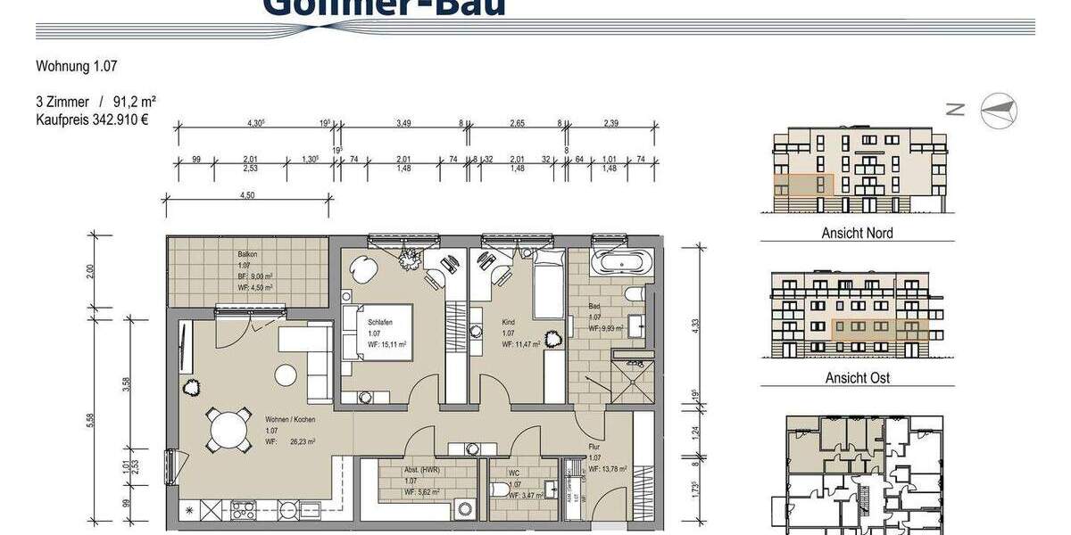 Etagenwohnung Sickte Niedersickte - 2 Zimmer, 70 m&sup2;, 259.900&euro; | Angebot:25837320