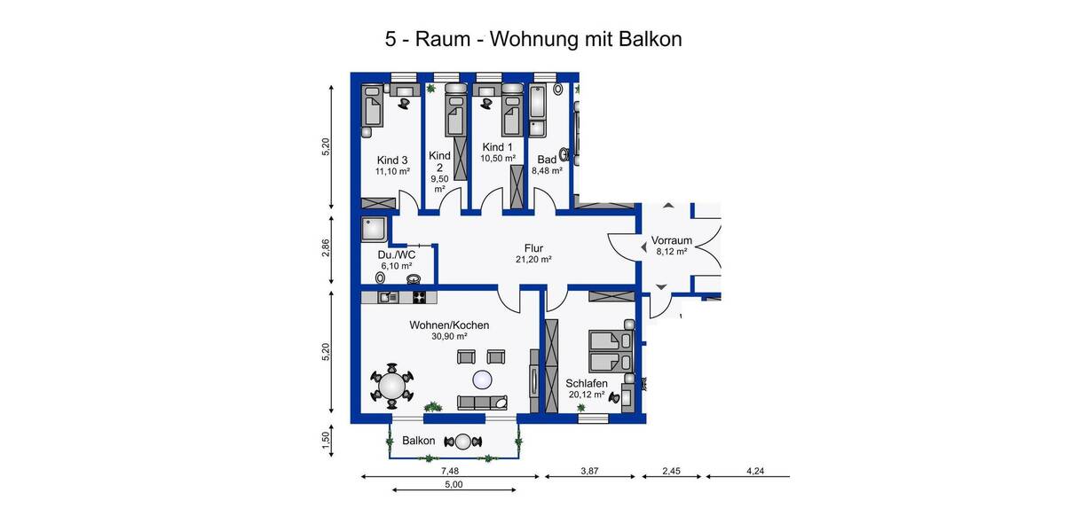 Etagenwohnung Limbach-Oberfrohna Oberfrohna - 5 Zimmer, 121 m&sup2;, 209.000&euro; | Angebot:26055399