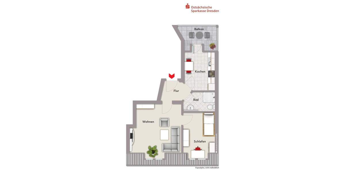 Etagenwohnung Meißen - 2 Zimmer, 44 m&sup2;, 52.500&euro; | Angebot:24056873