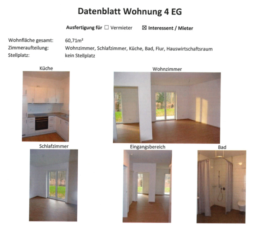 Vermiete schöne Wohnung 60,71 m² (Nichtraucher)