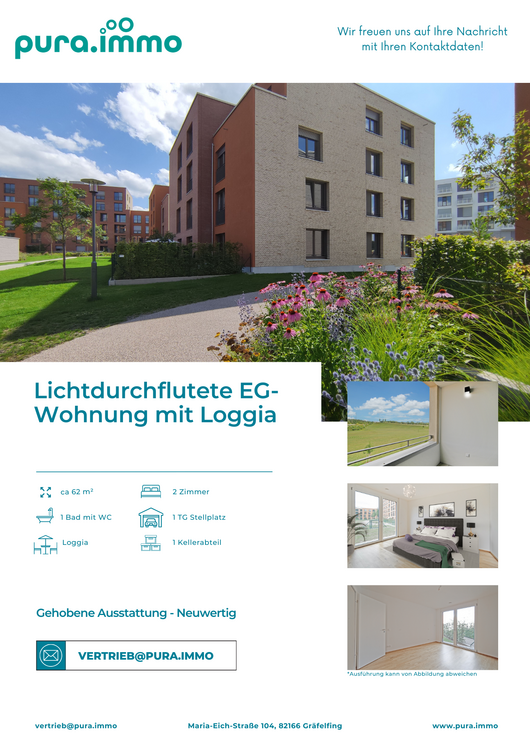 Wohnung zum Mieten in München 1.239,77 € 62 m² 2 zimmer