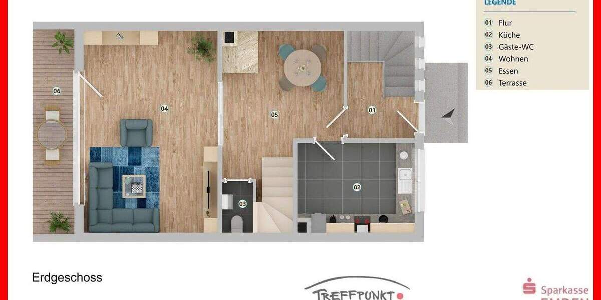 Reihenendhaus Emden Borssum/Hilmarsum - 7 Zimmer, 148 m&sup2;, 225.000&euro; | Angebot:25626739