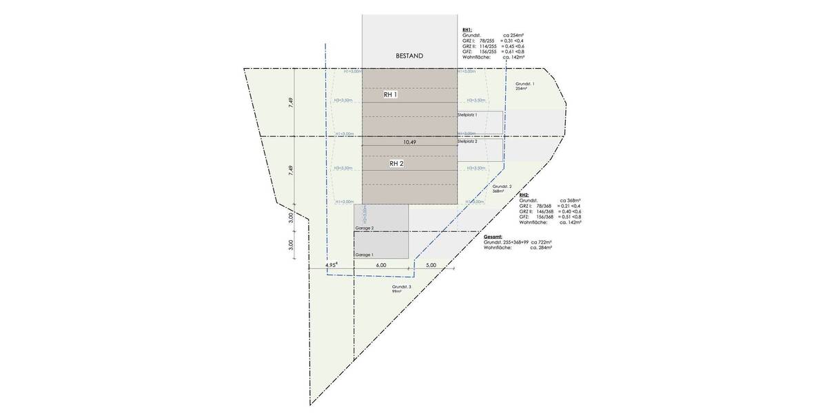 Grundstück für Bebauung mit einem Reihenhaus zimmer