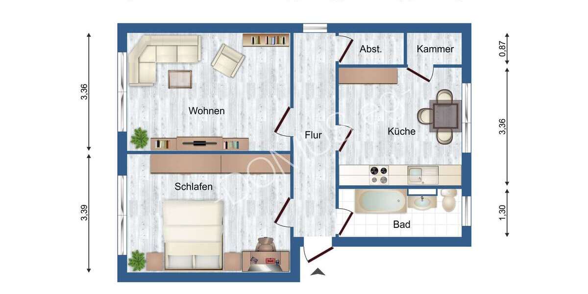 2 Zimmer Wohnung mit Einbauküche und Garage optional! - Hochparterre Galenbeck Sandhagen | Angebot:19552806