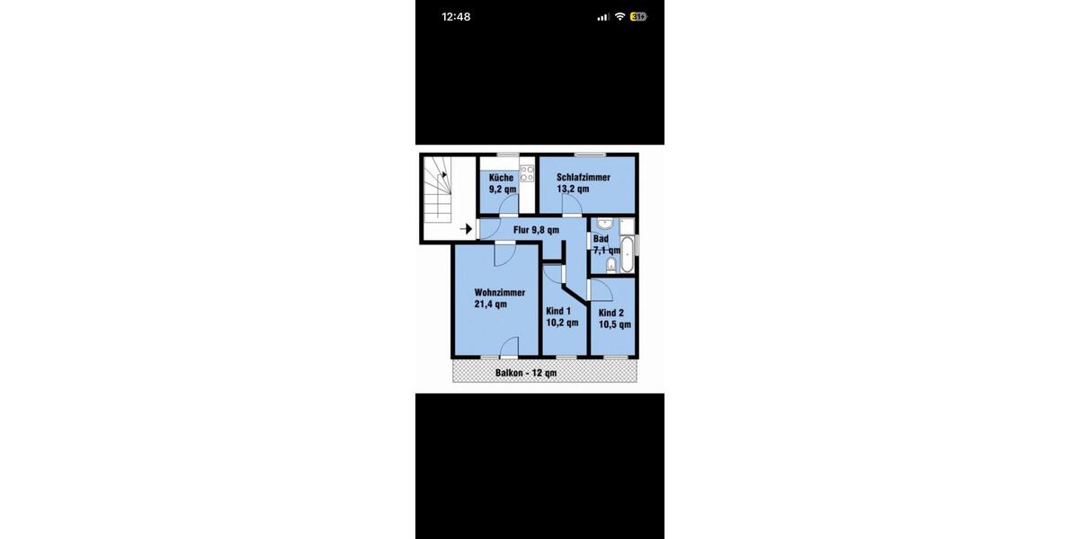 Etagenwohnung Tacherting - 4 Zimmer, 85 m&sup2;, 1.000&euro; | Angebot:26350699