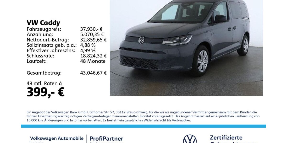 VW Caddy 15.011 km 37.930 &euro; Leipzig 04178