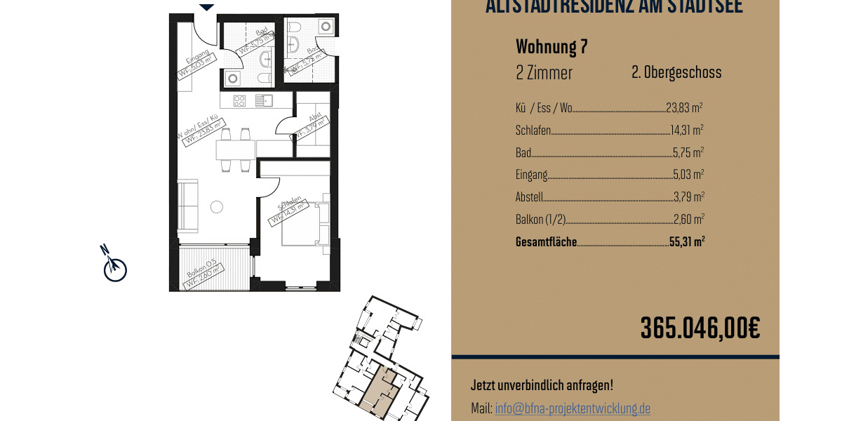 Etagenwohnung Bad Waldsee - 2 Zimmer, 365.046&euro; | Angebot:26867439
